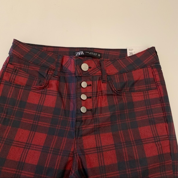 NWT Zara beautiful plaid mid waist pant, size 4 - Picture 5 of 7